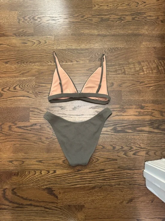 J. Crew Olive Textured Triangle Bikini - Picture 4 of 4